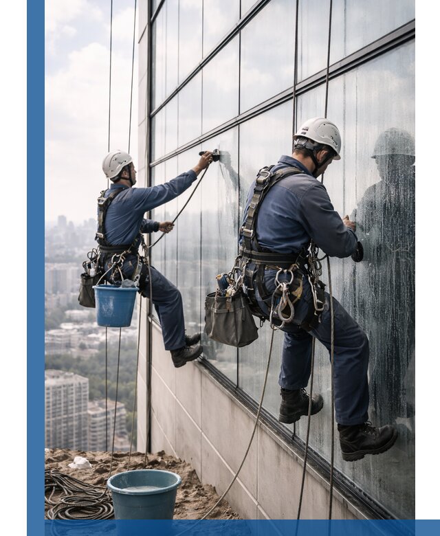 Профессиональная мойка фасадных окон альпинистами в Чебаркуле