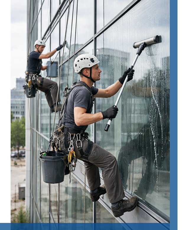 Мойка витражей альпинистами в Чебаркуле от 752 р. под ключ|ВЫСОТНИК-Чбр