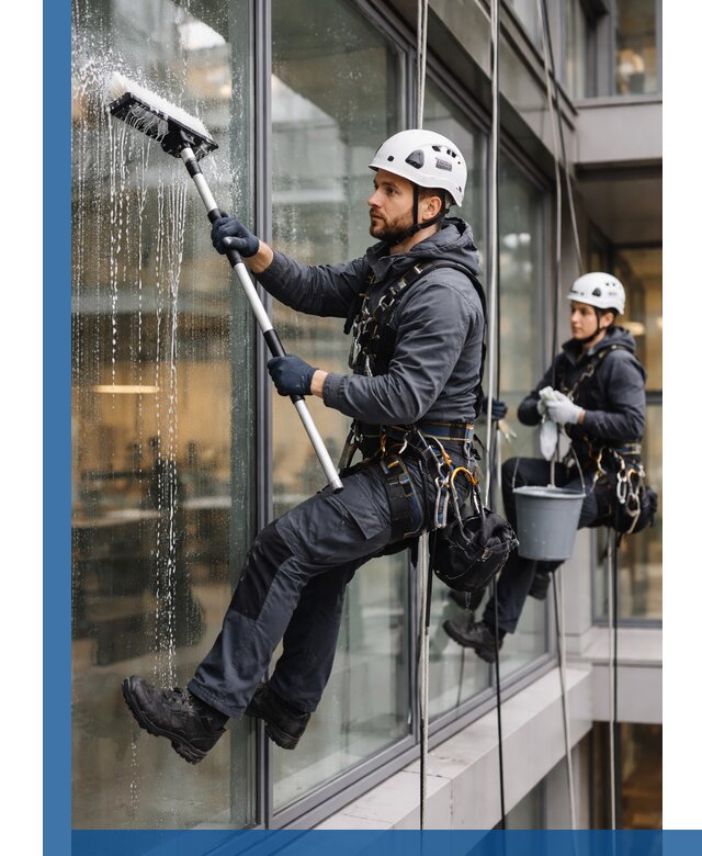 Профессиональная мойка витражей промышленными альпинистами в Чебаркуле
