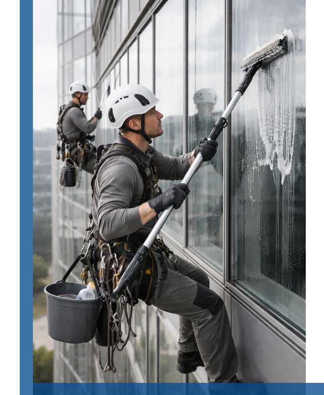 Высотная мойка сплошного остекления с выездом в Чебаркуле