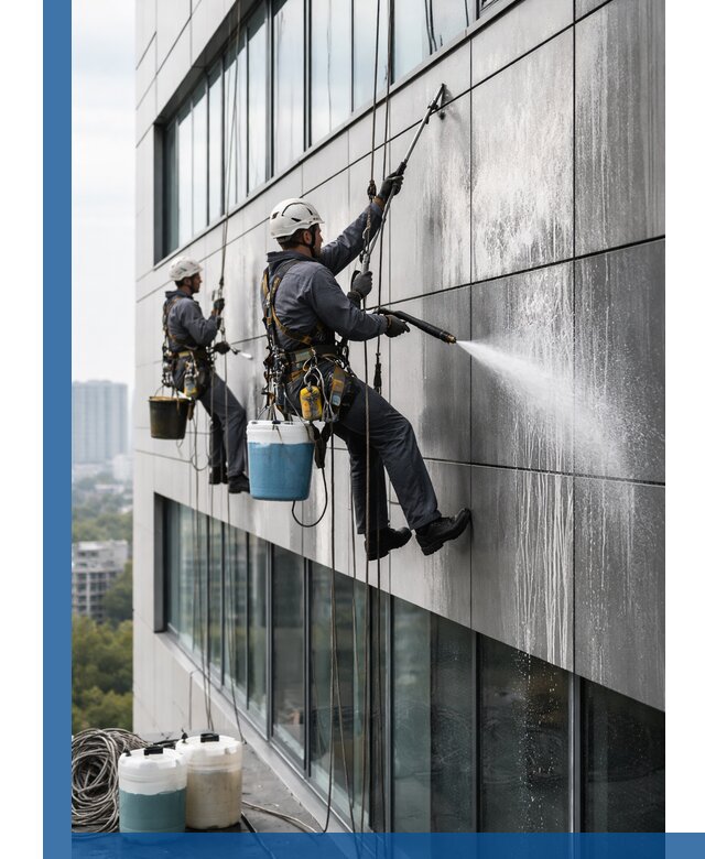 Профессиональная мойка вентилируемых фасадов в Чебаркуле