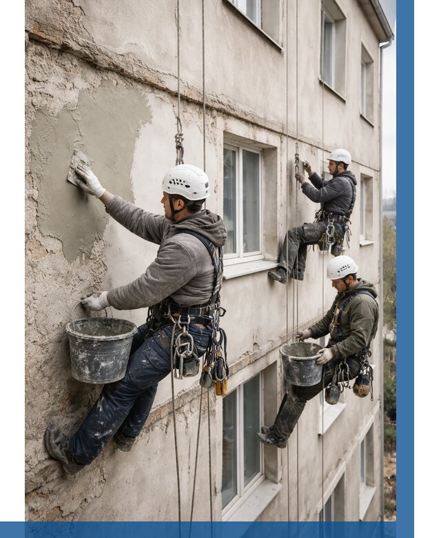 Ремонт штукатурного фасада в Чебаркуле от 805 р. под ключ | ВЫСОТНИК-Чбр