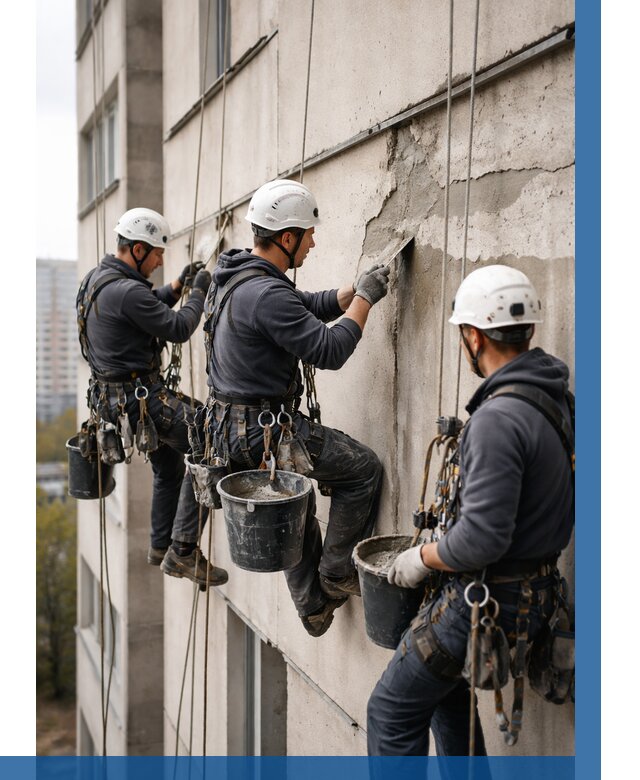 Ремонт бетонных элементов фасада в Чебаркуле от 2684 р. | ВЫСОТНИК-Чбр