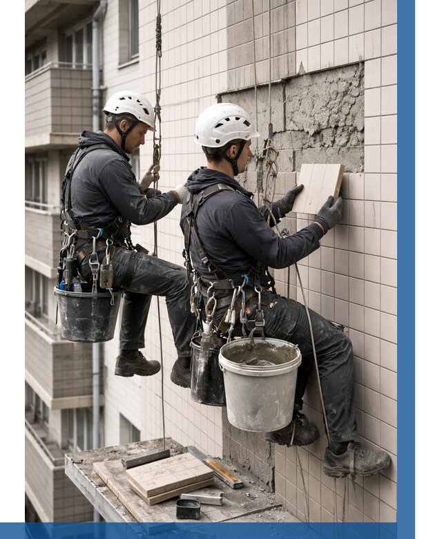 Ремонт облицовки фасада плиткой в Чебаркуле от 1933 р. | ВЫСОТНИК-Чбр