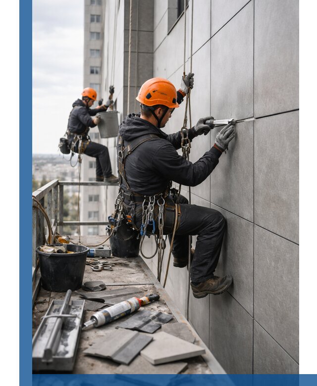 Профессиональный ремонт фасада из керамогранита в Чебаркуле