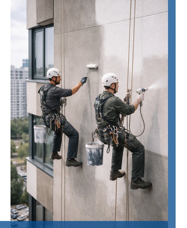 Покраска фасада альпинистами в Чебаркуле от 322 р. | ВЫСОТНИК-Чбр