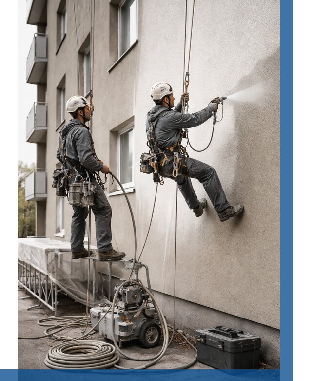 Безвоздушная покраска фасада в Чебаркуле от 236 р/м² | ВЫСОТНИК-Чбр