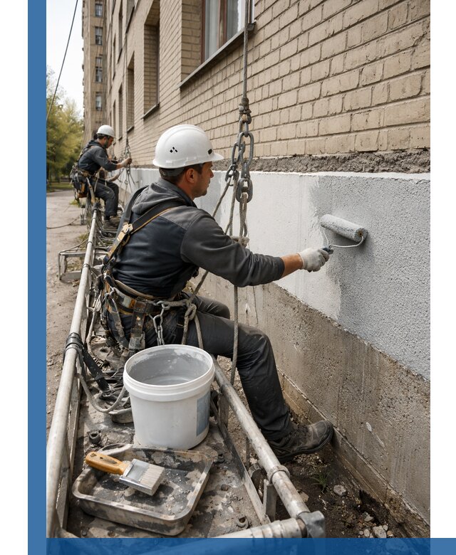 Окраска цоколя здания в Чебаркуле профессионально и надежно