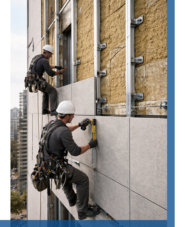 Монтаж вентилируемого фасада в Чебаркуле от 3758 р. | ВЫСОТНИК-Чбр