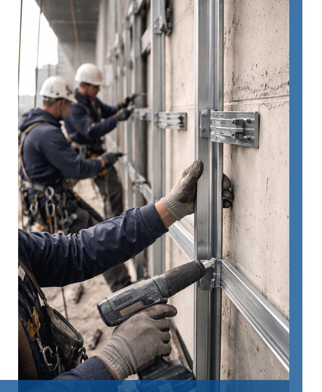 Монтаж подсистемы вентфасада в Чебаркуле от 913 р. | ВЫСОТНИК-Чбр