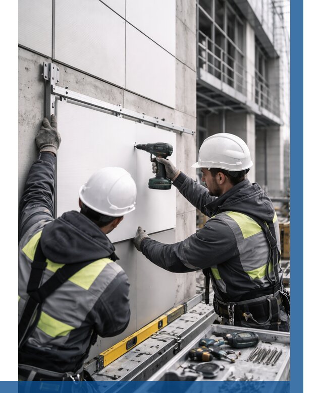 Монтаж композитных панелей фасада в Чебаркуле от 2684 р. | ВЫСОТНИК-Чбр