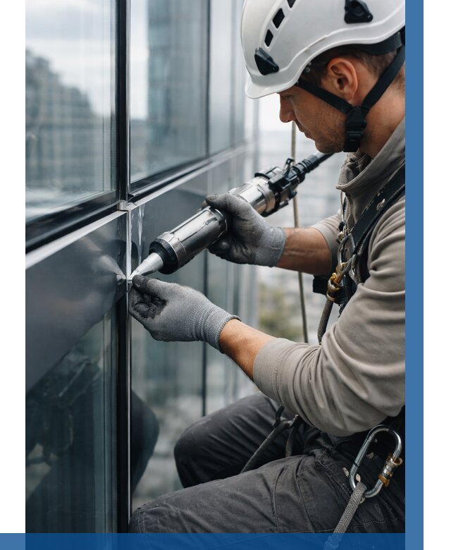 Герметизация стыков витража в Чебаркуле от 1288 р. | ВЫСОТНИК-Чбр