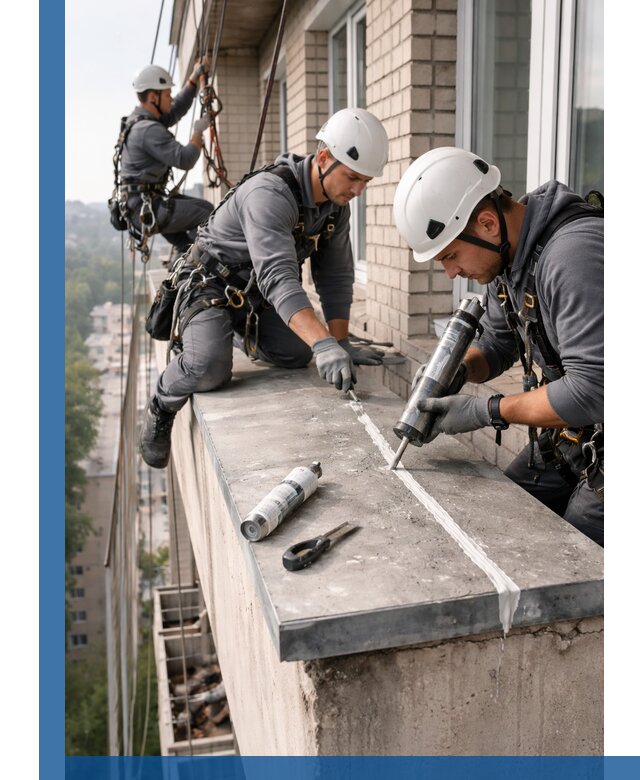 Герметизация балконного козырька в Чебаркуле профессионально