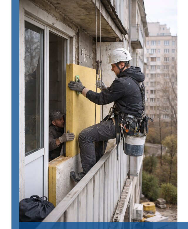 Профессиональное утепление балкона снаружи в Чебаркуле под ключ