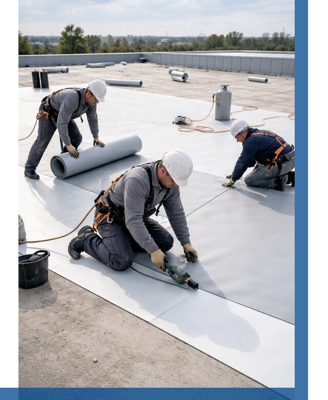 Монтаж мембранной кровли под ключ в Чебаркуле от 1288 р. | ВЫСОТНИК-Чбр