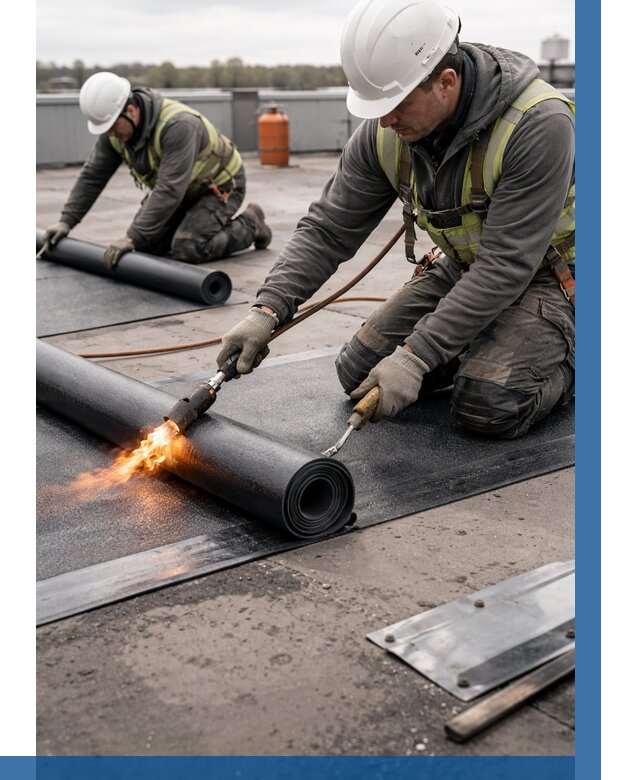 Монтаж наплавляемой кровли в Чебаркуле от 913 р. — ВЫСОТНИК-Чбр