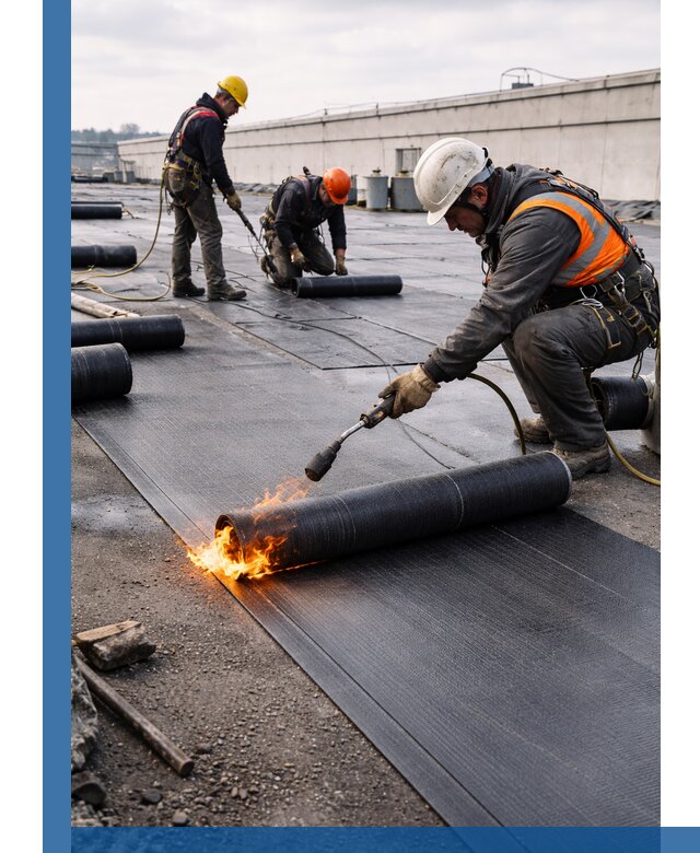 Монтаж наплавляемой кровли в Чебаркуле профессионально