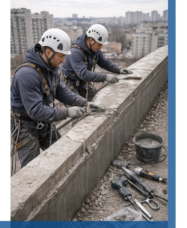 Ремонт парапета на кровле в Чебаркуле от 1611 р. | ВЫСОТНИК-Чбр