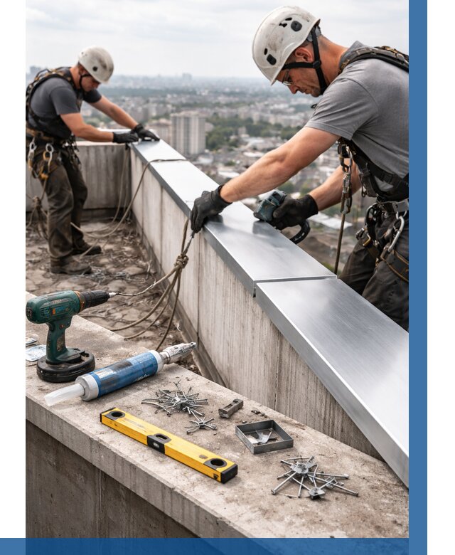 Монтаж парапетных крышек в Чебаркуле от 859 р. | ВЫСОТНИК-Чбр