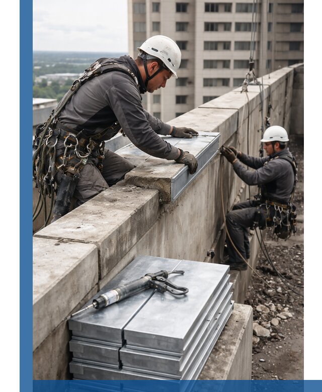 Замена парапетных крышек и установка новых в Чебаркуле