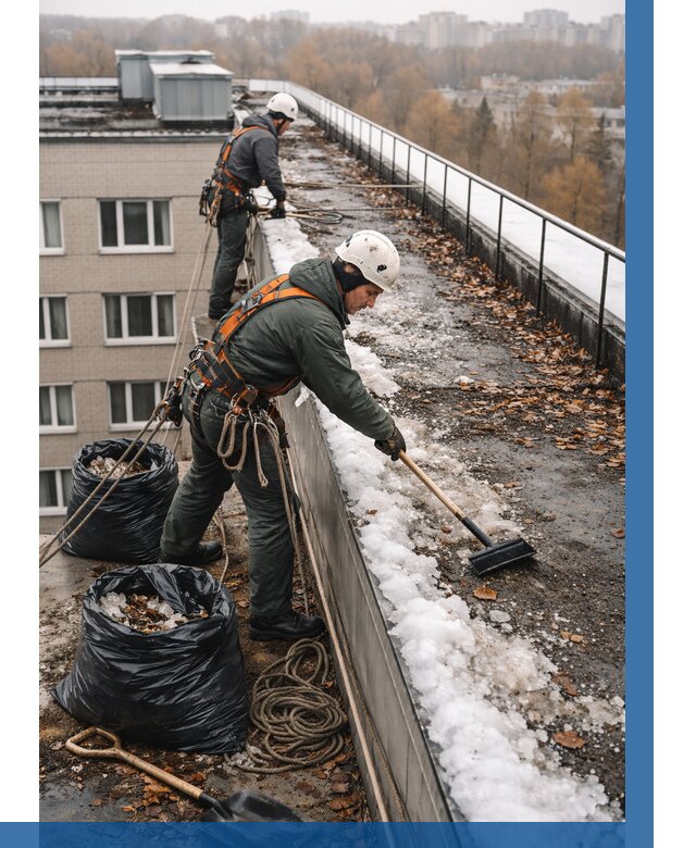 Очистка кровли по периметру в Чебаркуле от 591 р. | ВЫСОТНИК-Чбр
