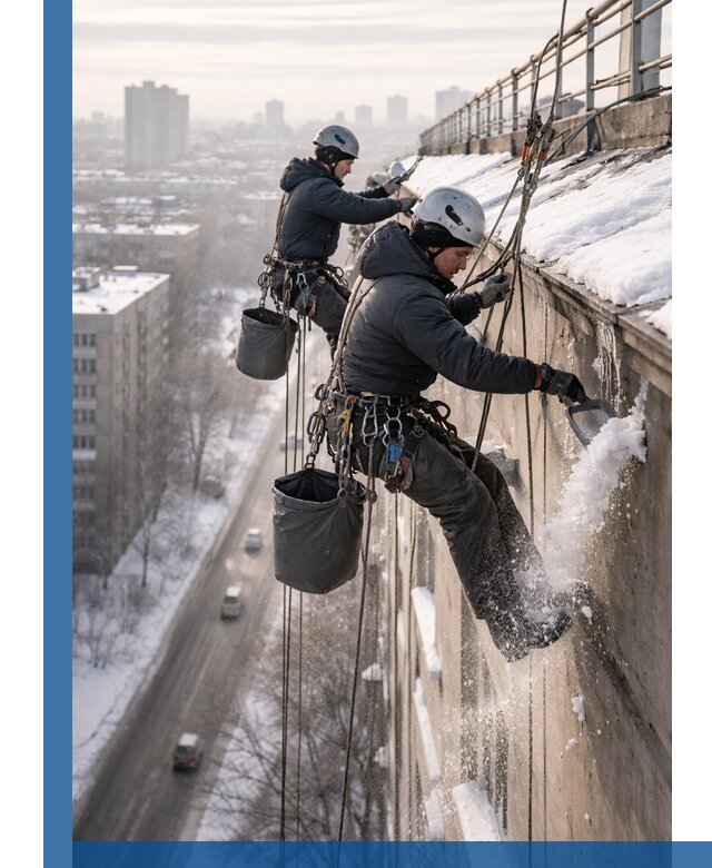 Очистка карнизов от снега в Чебаркуле профессионально и безопасно