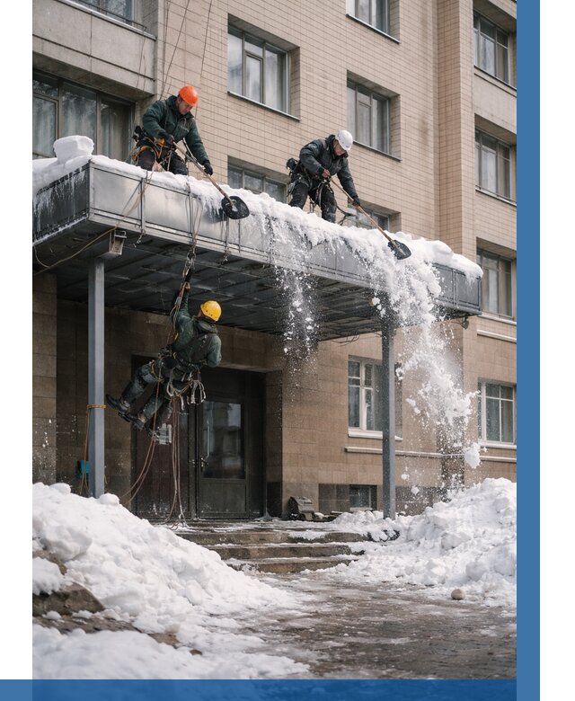 Очистка козырьков от снега в Чебаркуле от 3758 р. | ВЫСОТНИК-Чбр