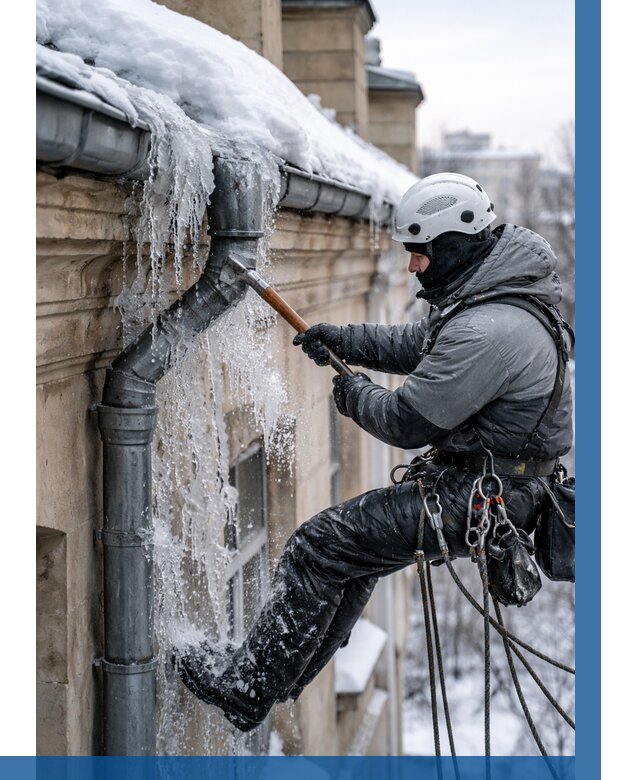 Очистка водостоков от льда в Чебаркуле от 3758 р. | ВЫСОТНИК-Чбр