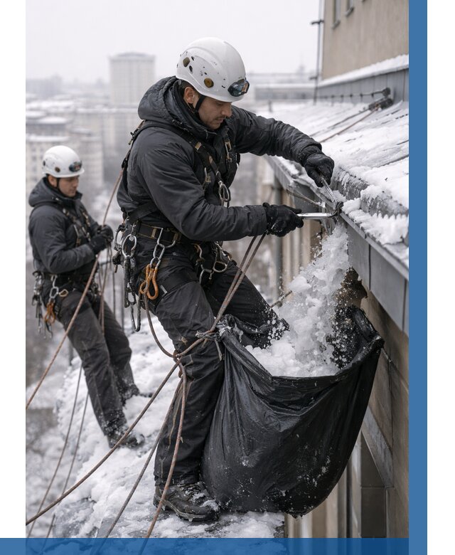 Аварийная очистка крыши в Чебаркуле под ключ от 322 р. | ВЫСОТНИК-Чбр