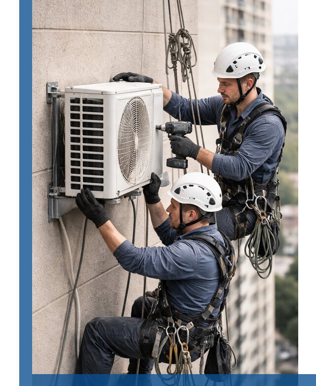 Монтаж внешнего блока кондиционера в Чебаркуле установка и крепление