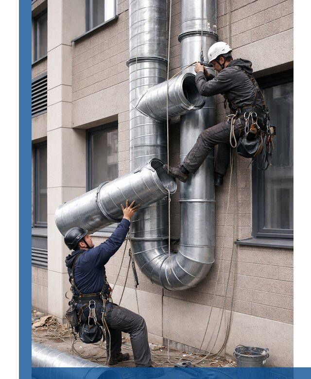Монтаж фасадных воздуховодов в Чебаркуле с герметизацией и крепежом