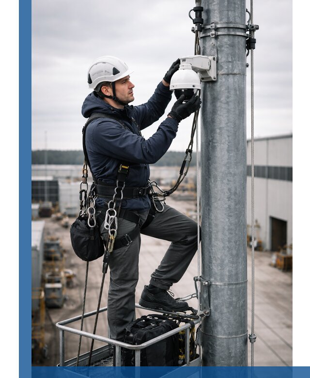 Профессиональная установка видеокамер на мачте в Чебаркуле