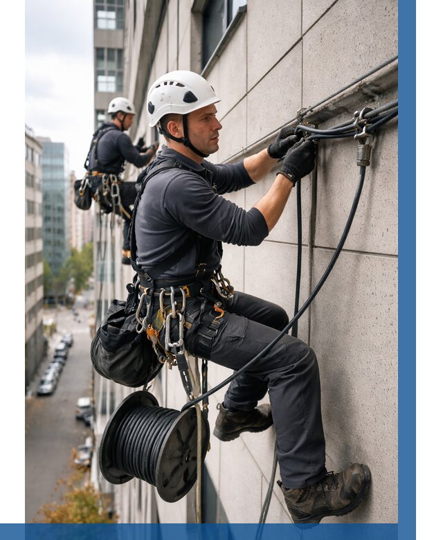 Прокладка кабеля по фасаду в Чебаркуле от 376 р. | ВЫСОТНИК-Чбр