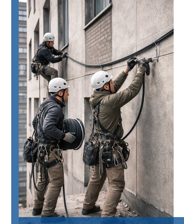 Прокладка кабеля по фасаду в Чебаркуле, профессиональный монтаж