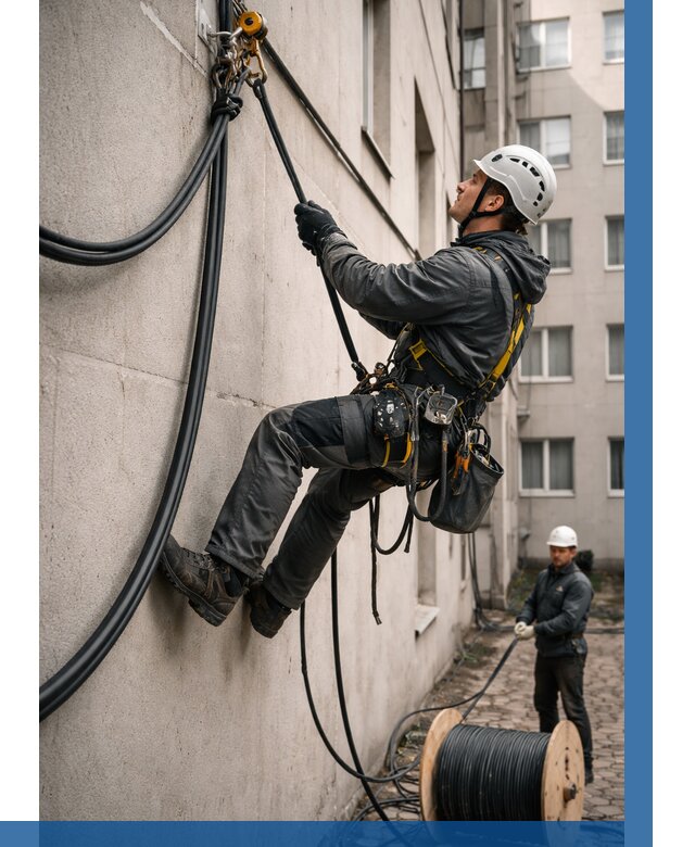 Протяжка кабеля питания на высоте в Чебаркуле от 483 р. | ВЫСОТНИК-Чбр