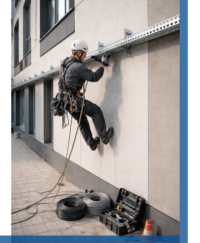 Монтаж кабельных лотков на фасаде в Чебаркуле от 1288 р. | ВЫСОТНИК-Чбр