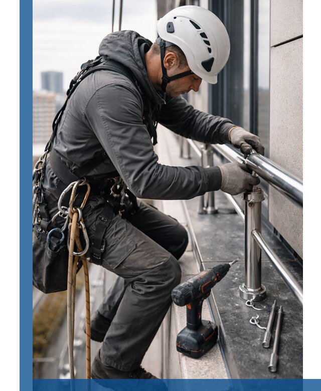 Монтаж ограждений на высоте в Чебаркуле для зданий и конструкций