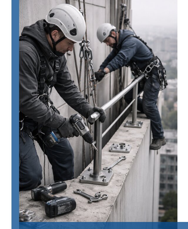 Монтаж перил на высоте в Чебаркуле для жилых и промобъектов