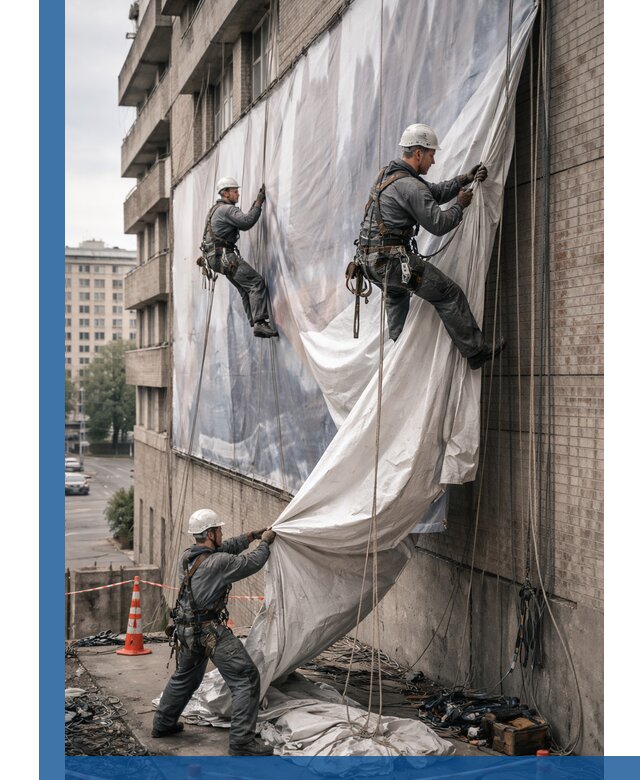 Демонтаж баннеров с фасада в Чебаркуле оперативно и безопасно