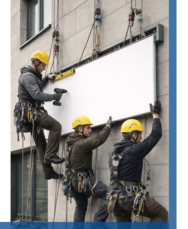 Монтаж рекламной вывески в Чебаркуле от 8590 р. | ВЫСОТНИК-Чбр