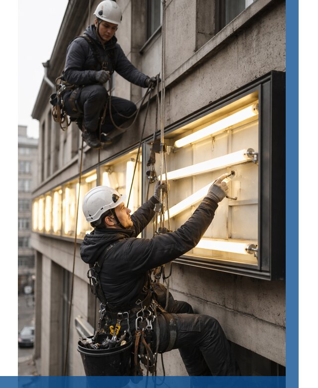 Замена ламп в вывеске в Чебаркуле под ключ от 3758 р. | ВЫСОТНИК-Чбр