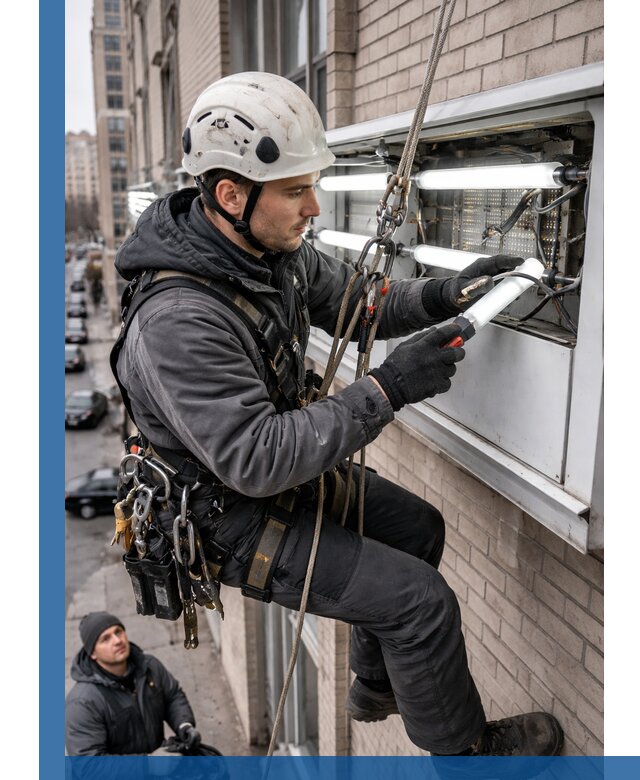 Профессиональная замена ламп в наружной вывеске в Чебаркуле
