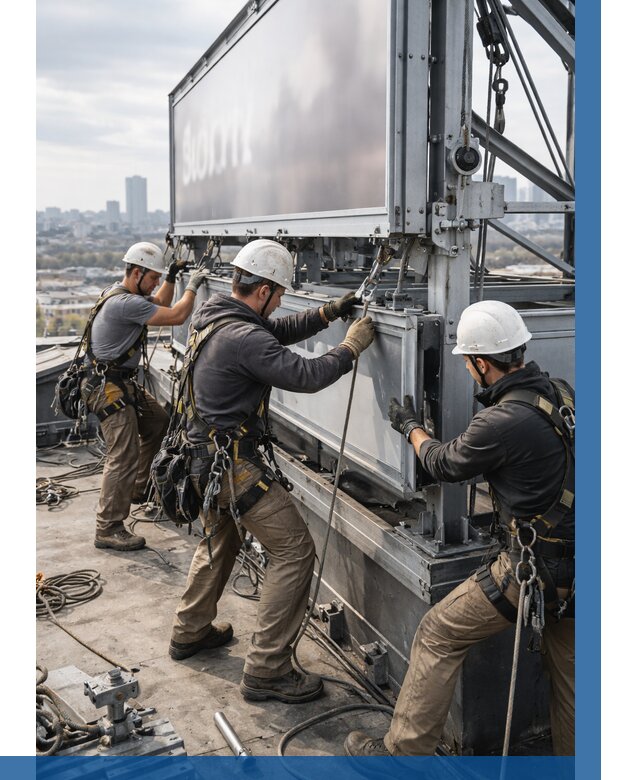 Монтаж крышной рекламной конструкции в Чебаркуле от 64422 р.|ВЫСОТНИК-Чбр