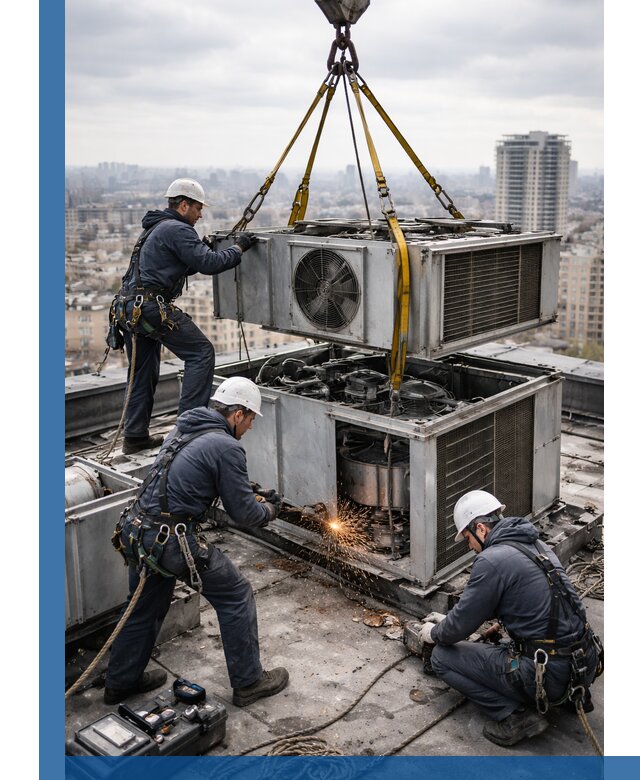 Демонтаж крышной установки в Чебаркуле любой сложности