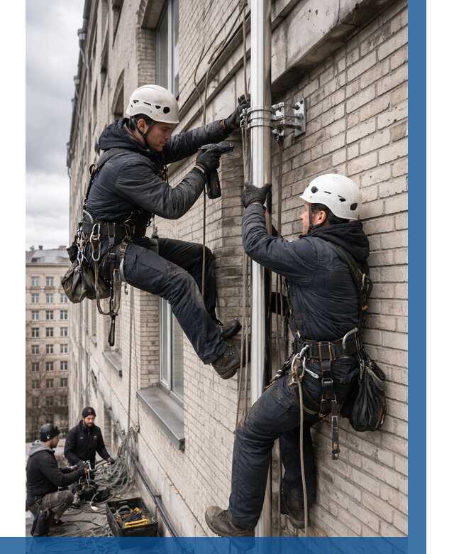 Монтаж флагштока на здании в Чебаркуле от 6979 р. | ВЫСОТНИК-Чбр