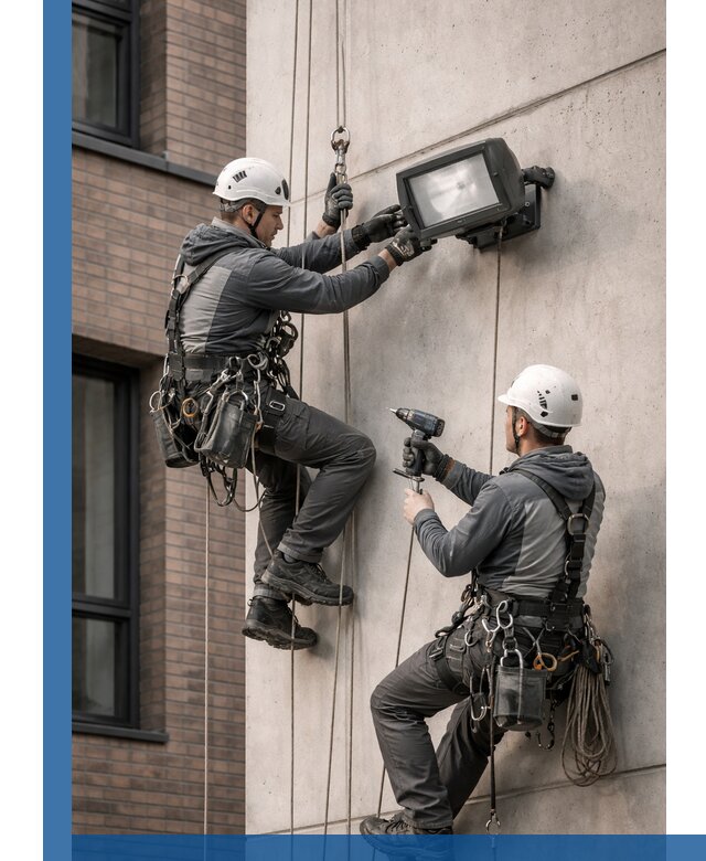 Профессиональный монтаж фасадных прожекторов в Чебаркуле под ключ