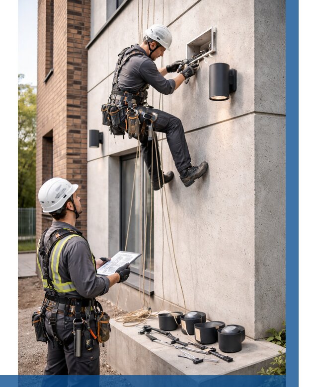 Монтаж фасадного освещения в Чебаркуле от 2684 р. | ВЫСОТНИК-Чбр