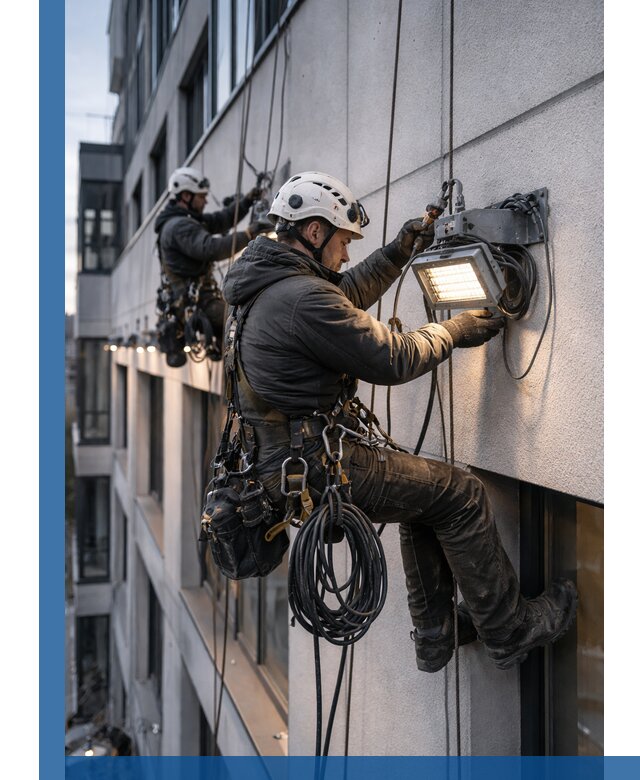 Монтаж фасадного освещения в Чебаркуле установка и подключение
