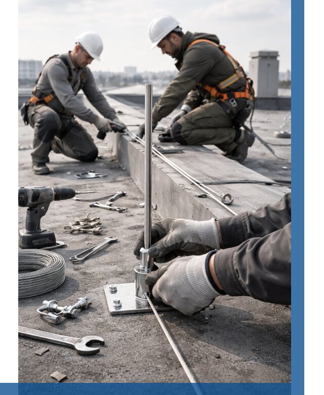 Монтаж молниезащиты на кровле в Чебаркуле цена от 26843 р. | ВЫСОТНИК-Чбр