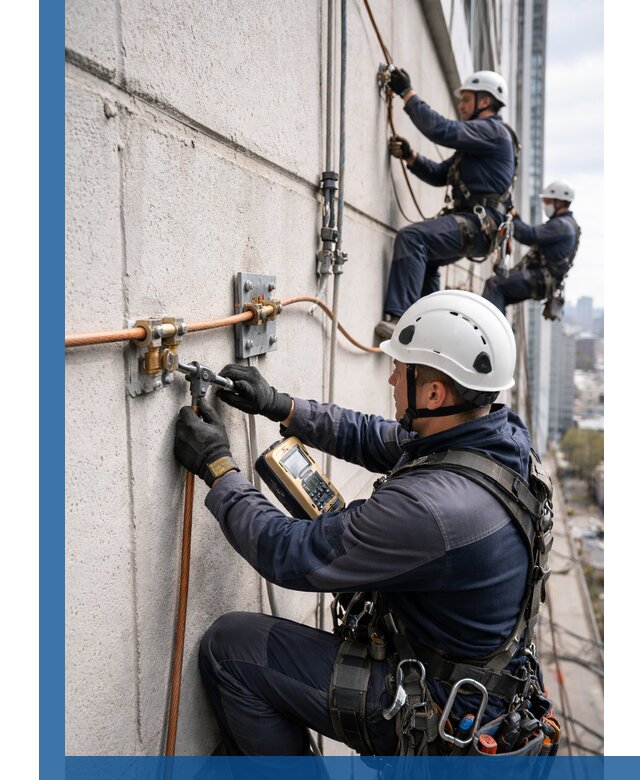 Монтаж системы заземления здания и молниезащиты в Чебаркуле